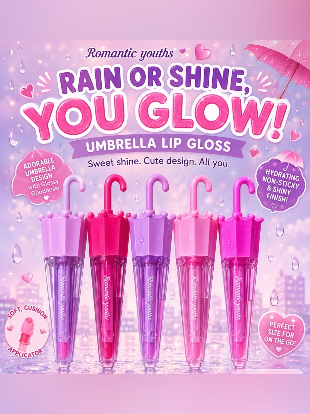 Lip Gloss in Umbrella ThemedAcademy Container